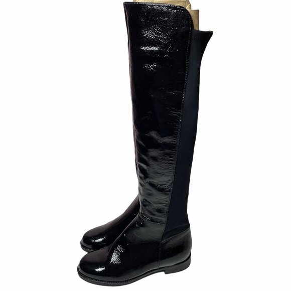 Aldo Byssa Over the Knee Boots Black Pull on Leather Stretch Back 6.5 - Picture 3 of 8